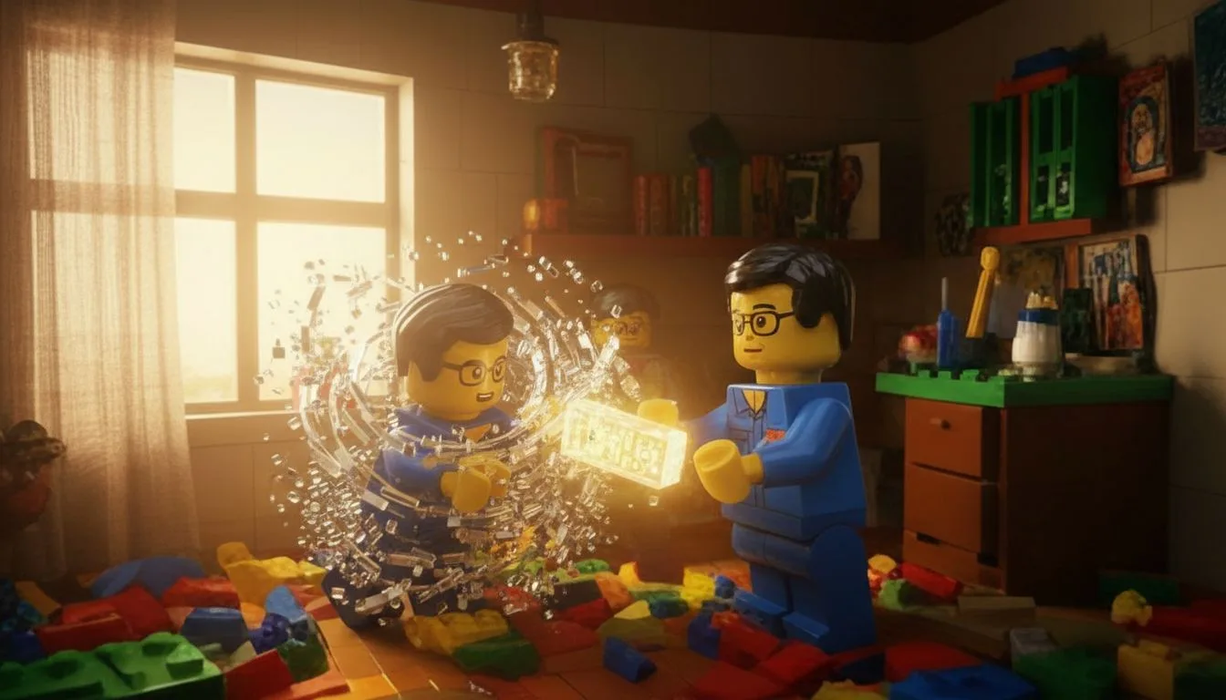 One man loves LEGO bricks, even when he grew up, he still loves to play and buil
