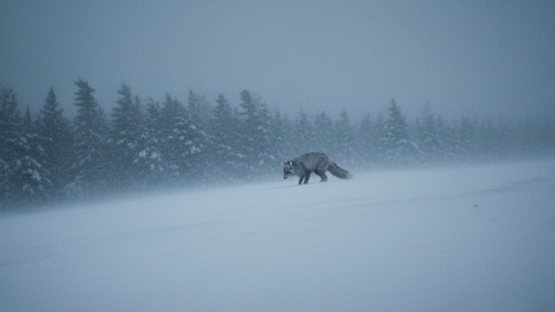 A Silver Fox in the Snow