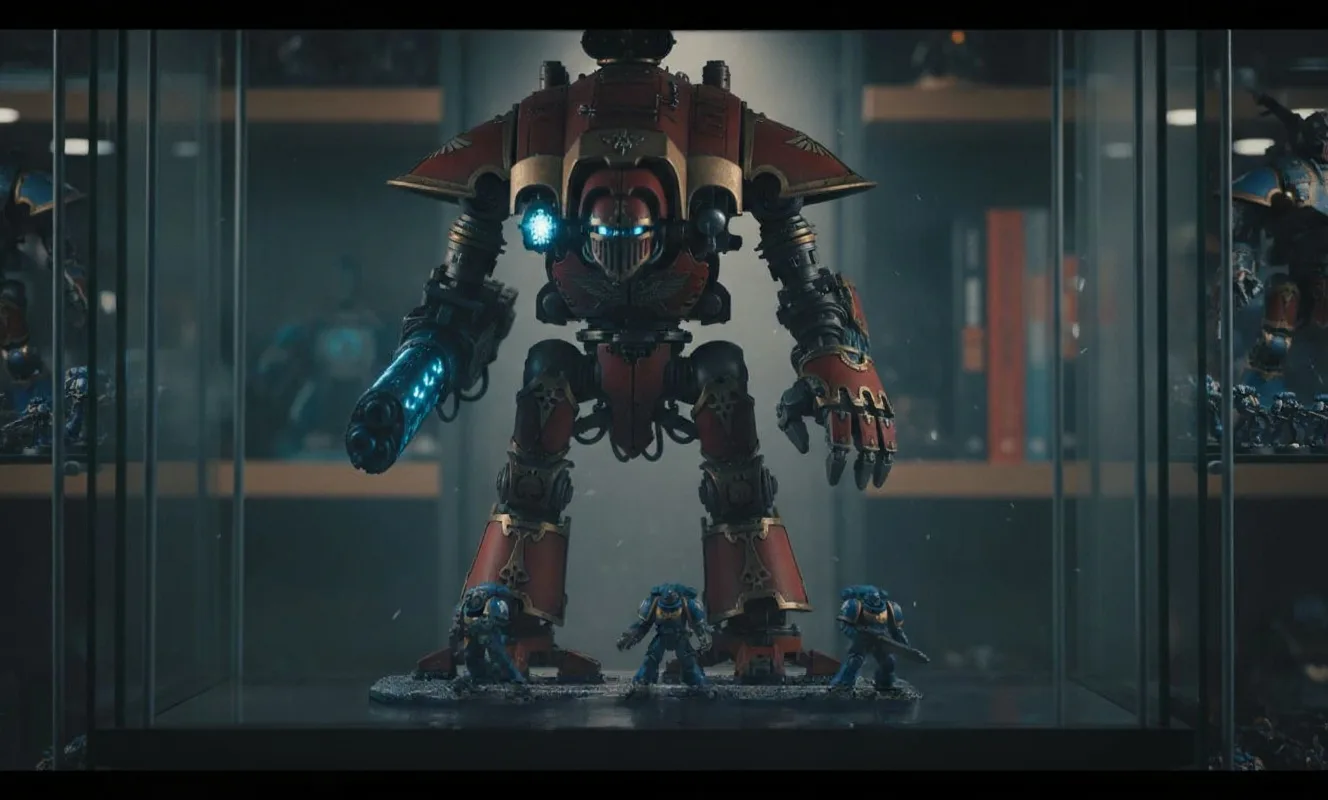 產品背景與尺寸:
這是一款由 Games Workshop 正式授權、JOYTOY 製作的 1/18 比例可動模型。
其體型極為巨大,高度超過 50 公分,與同