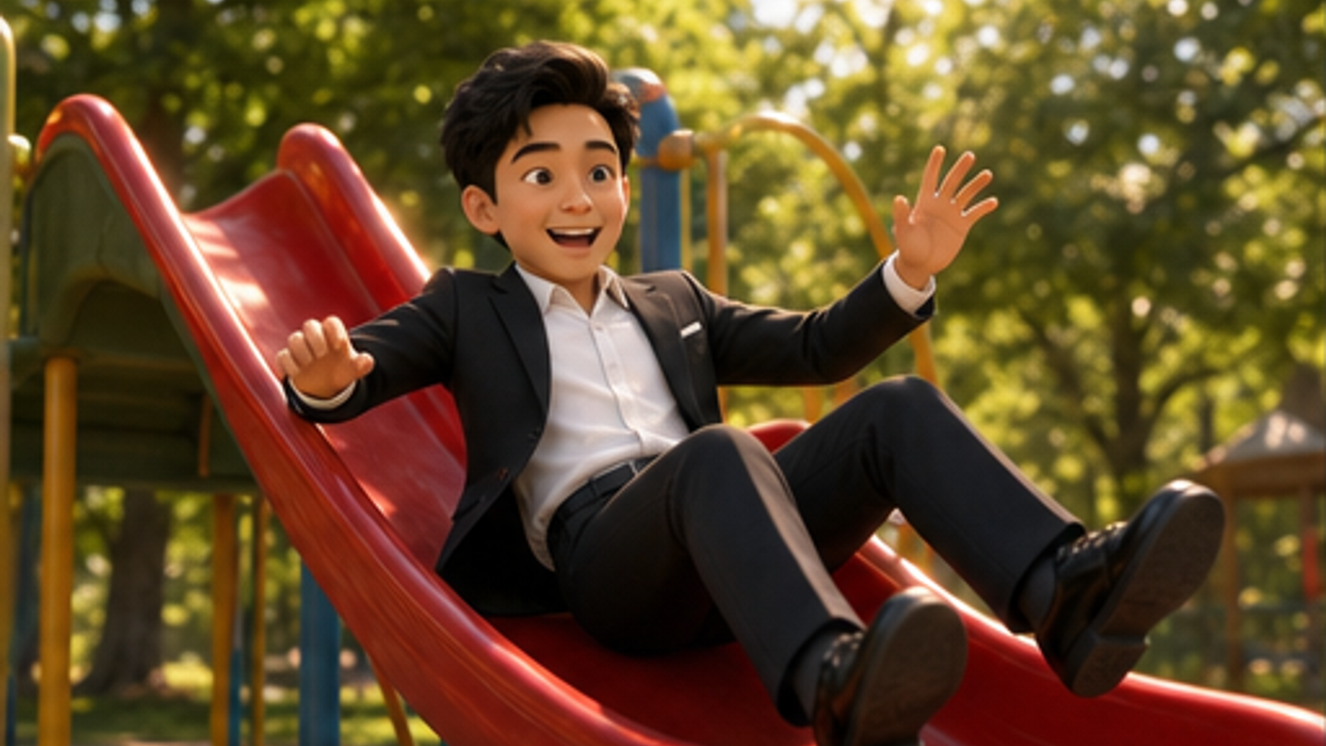steven had a dream. in his dream, he was still a kid wearing school uniform. he